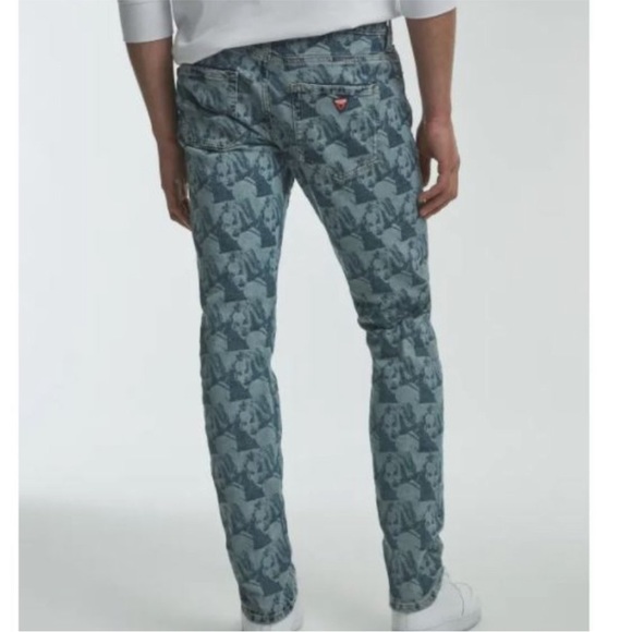 GUESS x Pleasures Drew Barrymore Denim Size 30 Printed 90s Inspired Jeans - Picture 2 of 15